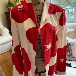 DUE PER DUE Red/Cream lined jacket .